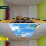 plafond lumineux LED cumulux - dalles faux plafonds- salle de réunion PYC