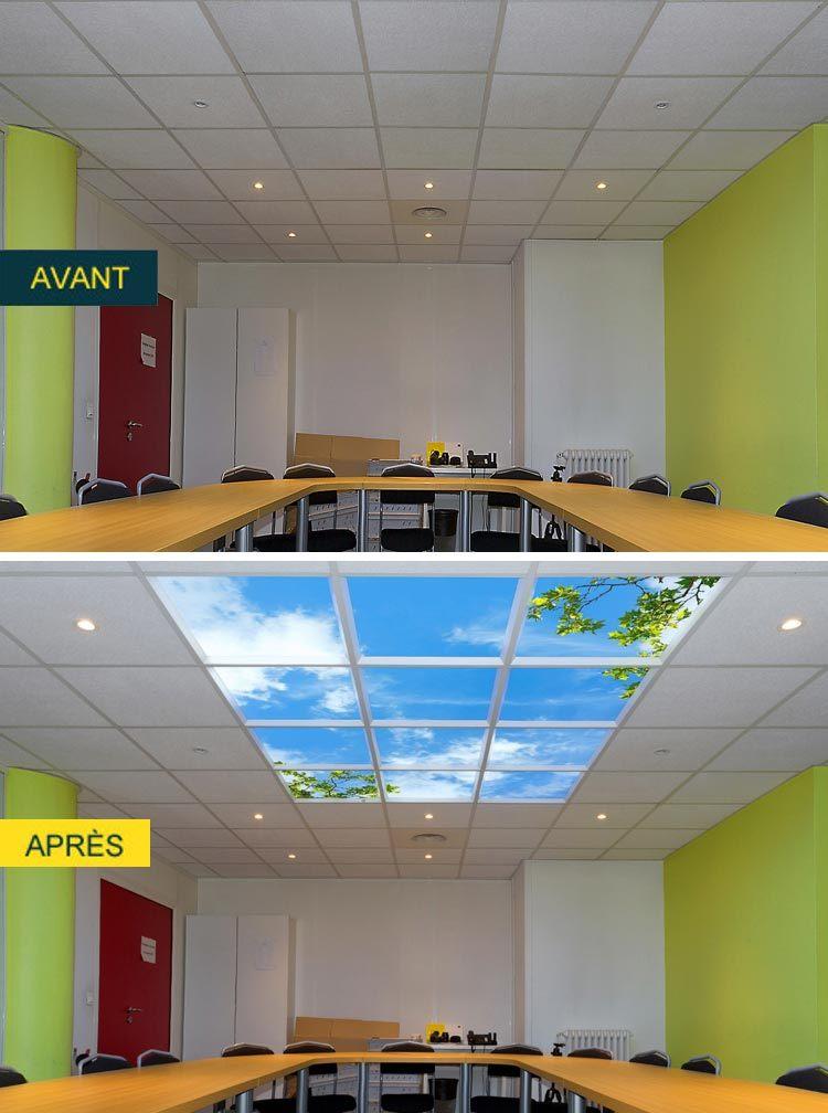 plafond lumineux LED cumulux - dalles faux plafonds- salle de réunion PYC