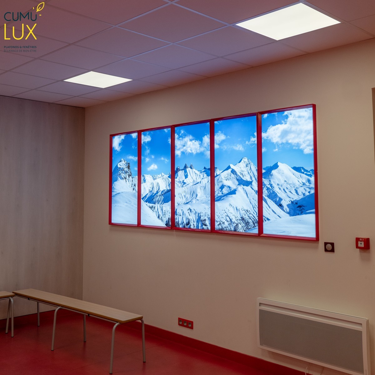 Cinq fenêtres virtuelles Cumulux horizontales 60x120 cm, pour Paris Gare de Lyon